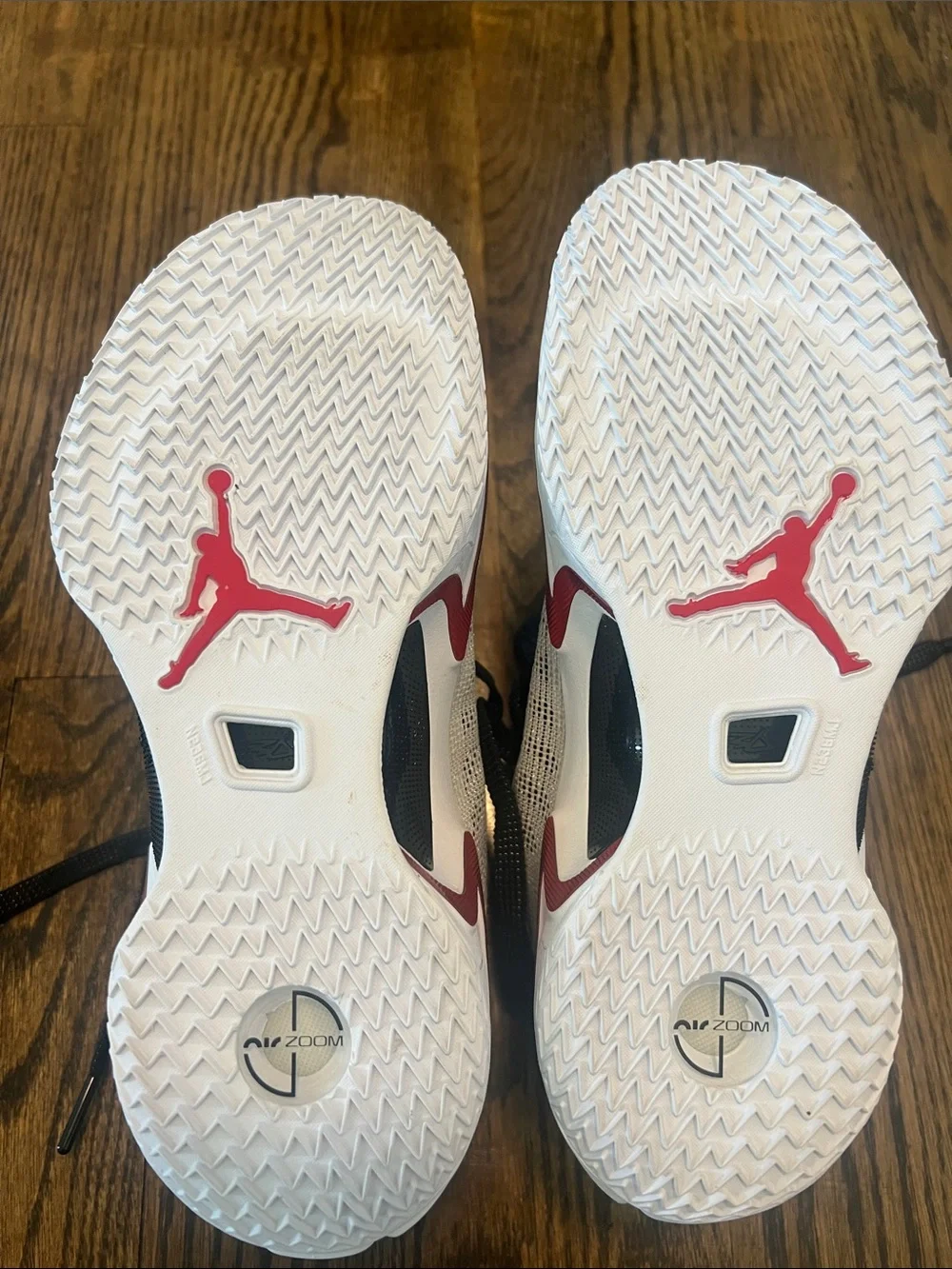 Jordan Kids' White Black Sneakers with Red Accents